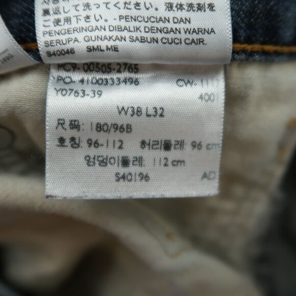 Levi's 505 Jeans Mens Size 38x32 Blue Regular Straight Rigid Denim Pants Stained - Picture 7 of 16